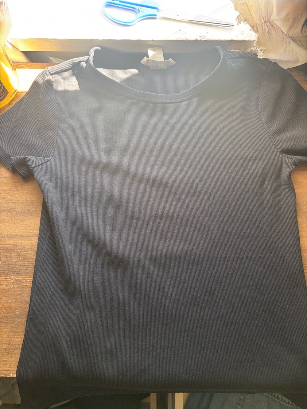H&M Black Ribbed Short Sleeve Tee